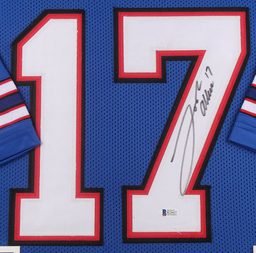 Josh Allen Signed 31x35 Custom Framed Jersey (Beckett Hologram) at PristineAuction.com Josh Allen Signed 31x35 Custom Framed Jersey (Beckett Hologram) at PristineAuction.com