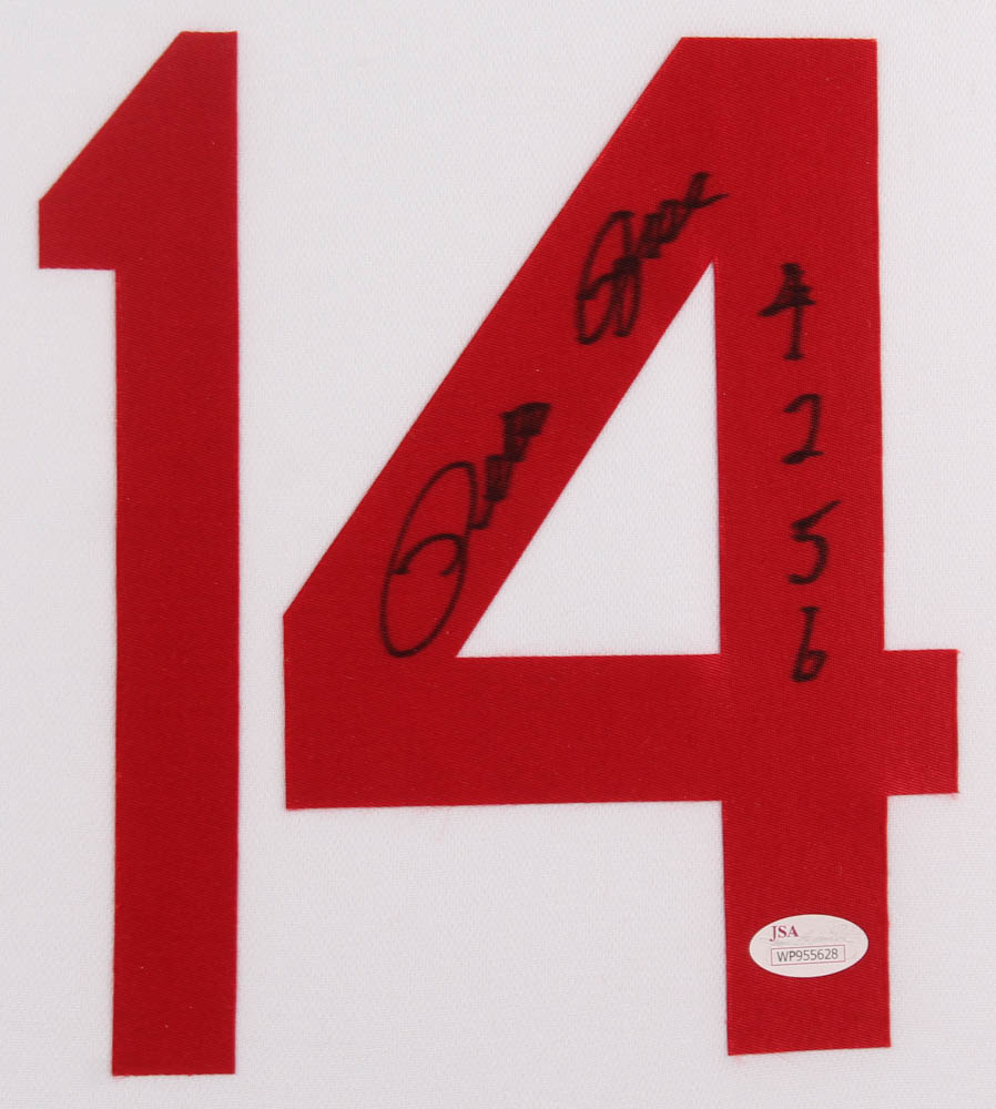 Pete Rose Signed 31x35 Custom Framed Jersey Inscribed "4256" (JSA COA) at PristineAuction.com Pete Rose Signed 31x35 Custom Framed Jersey Inscribed "4256" (JSA COA) at PristineAuction.com