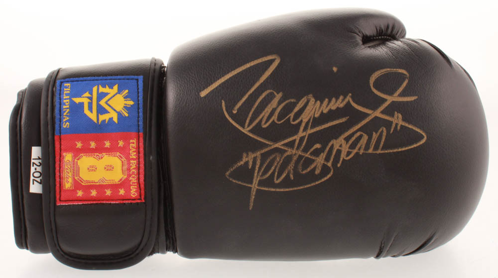 Manny Pacquiao Signed MP8 Boxing Glove Inscribed "Pacman" (Pacquiao COA) at PristineAuction.com Manny Pacquiao Signed MP8 Boxing Glove Inscribed "Pacman" (Pacquiao COA) at PristineAuction.com