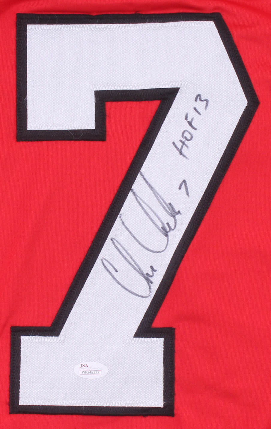 Chris Chelios Signed Jersey Inscribed "HOF 13" (JSA Hologram) at PristineAuction.com Chris Chelios Signed Jersey Inscribed "HOF 13" (JSA Hologram) at PristineAuction.com