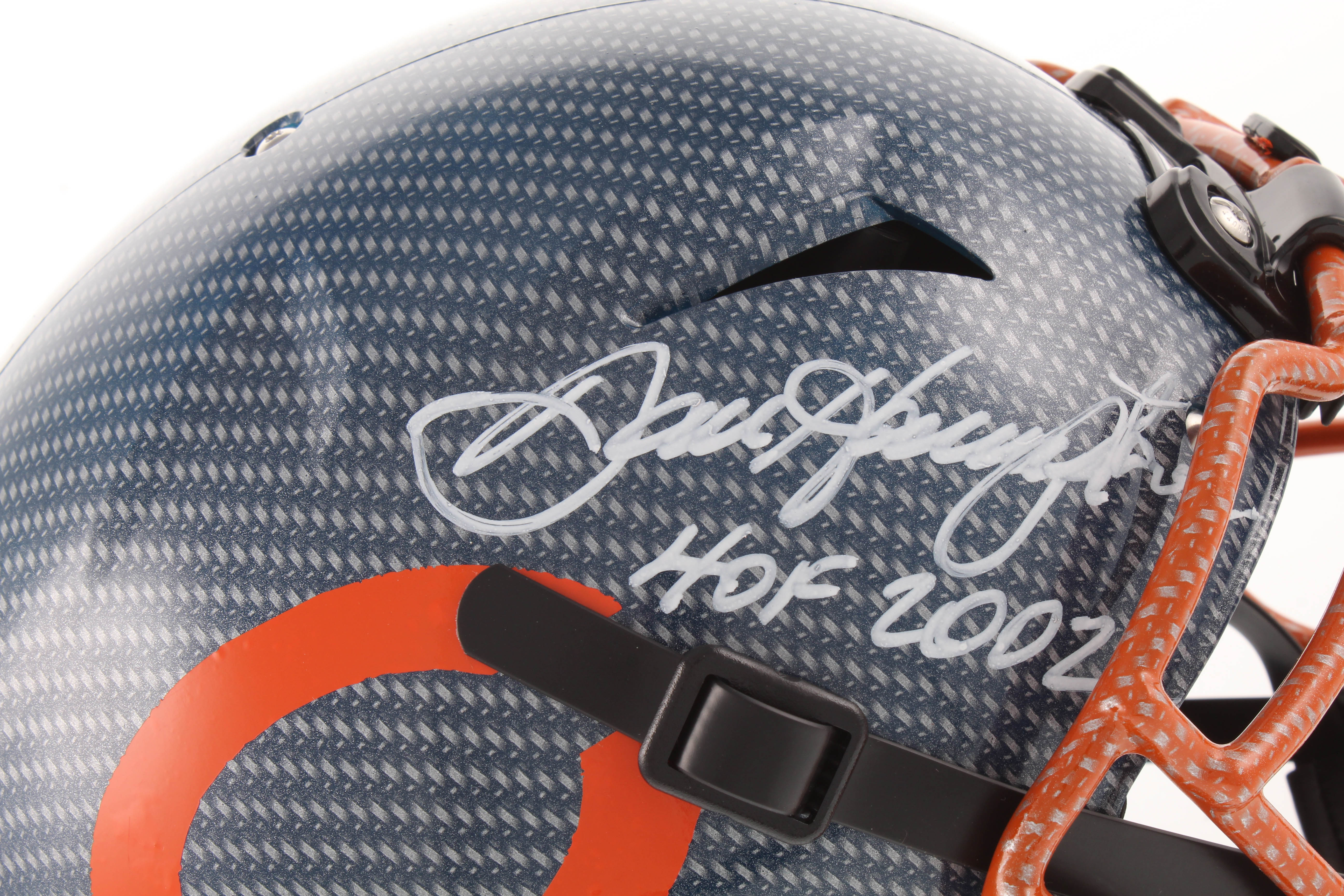 Dan Hampton Signed Bears Full-Size Authentic On-Field Hydro-Dipped Vengeance Helmet with Hall of Fame Logo Inscribed "HOF 2002" (Beckett COA) at PristineAuction.com Dan Hampton Signed Bears Full-Size Authentic On-Field Hydro-Dipped Vengeance Helmet with Hall of Fame Logo Inscribed "HOF 2002" (Beckett COA) at PristineAuction.com