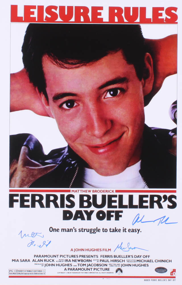 Matthew Broderick, Mia Sara, & Alan Ruck Signed "Ferris Bueller's Day