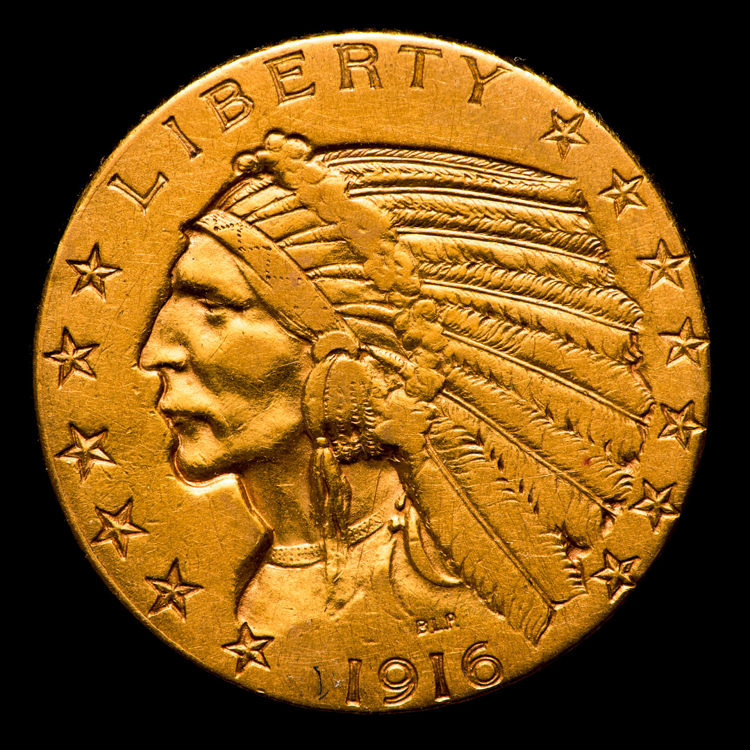 1916 $5 Indian Head Half Eagle Gold Coin at PristineAuction.com 1916 $5 Indian Head Half Eagle Gold Coin at PristineAuction.com