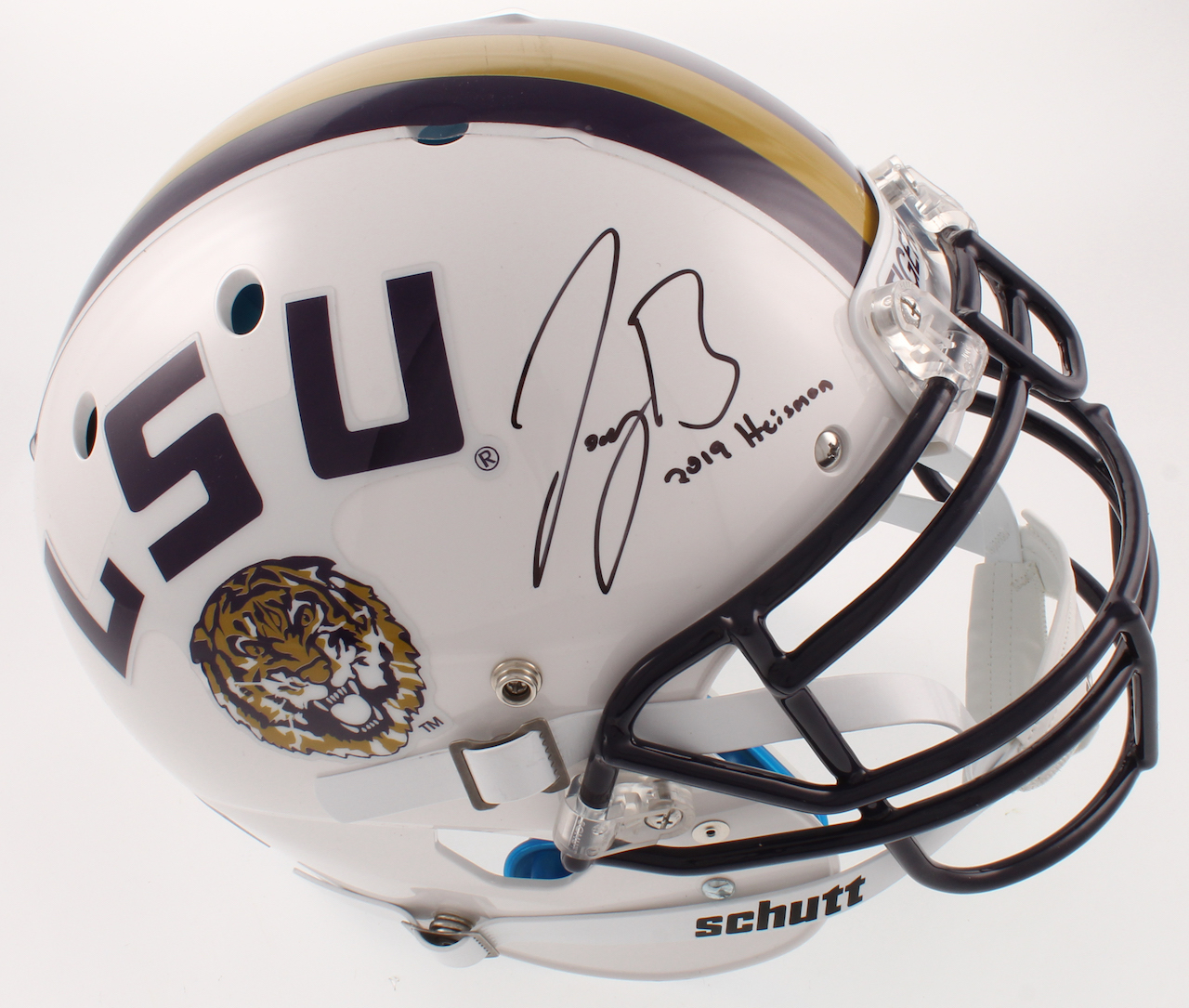 Joe Burrow Signed LSU Tigers Full-Size Authentic On-Field Helmet Inscribed "2019 Heisman" (Beckett COA) at PristineAuction.com Joe Burrow Signed LSU Tigers Full-Size Authentic On-Field Helmet Inscribed "2019 Heisman" (Beckett COA) at PristineAuction.com