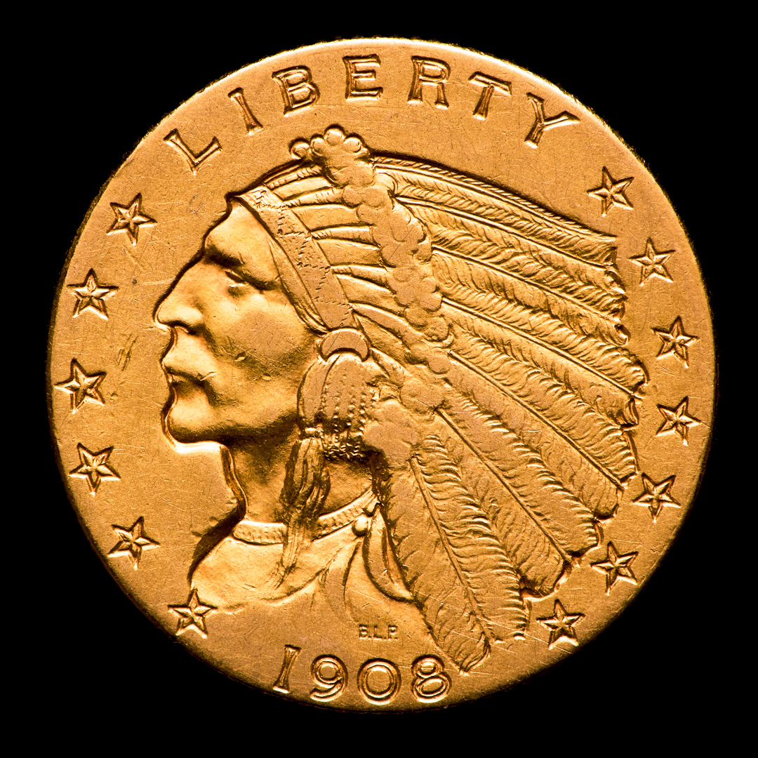 1908 $2.50 Indian Head Quarter Eagle Gold Coin at PristineAuction.com 1908 $2.50 Indian Head Quarter Eagle Gold Coin at PristineAuction.com