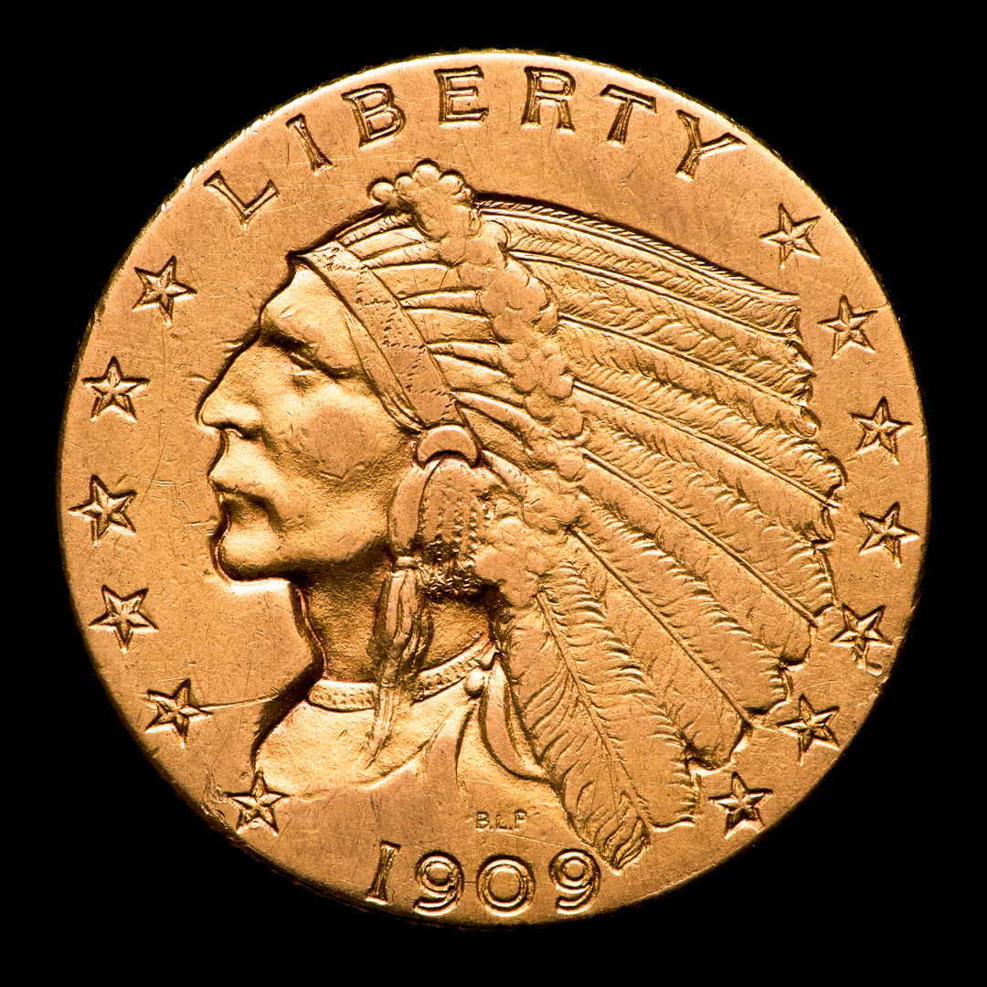1909 $2.50 Indian Head Quarter Eagle Gold Coin at PristineAuction.com 1909 $2.50 Indian Head Quarter Eagle Gold Coin at PristineAuction.com