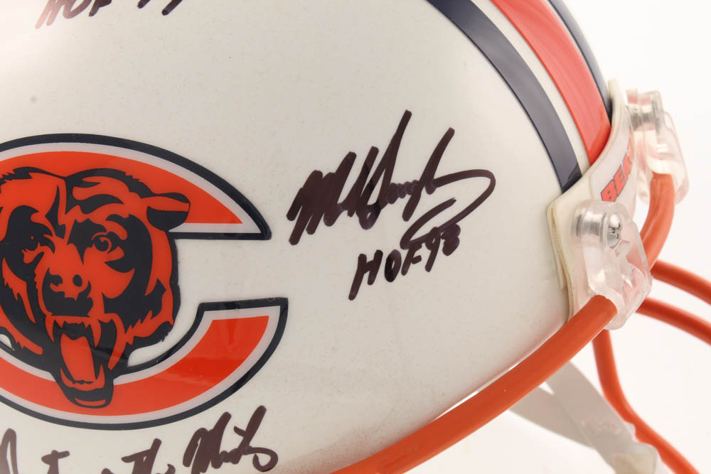Dick Butkus, Mike Singletary & Brian Urlacher Signed Bears Full-Size Authentic On-Field Helmet With Multiple Inscriptions (Schwartz COA) at PristineAuction.com Dick Butkus, Mike Singletary & Brian Urlacher Signed Bears Full-Size Authentic On-Field Helmet With Multiple Inscriptions (Schwartz COA) at PristineAuction.com