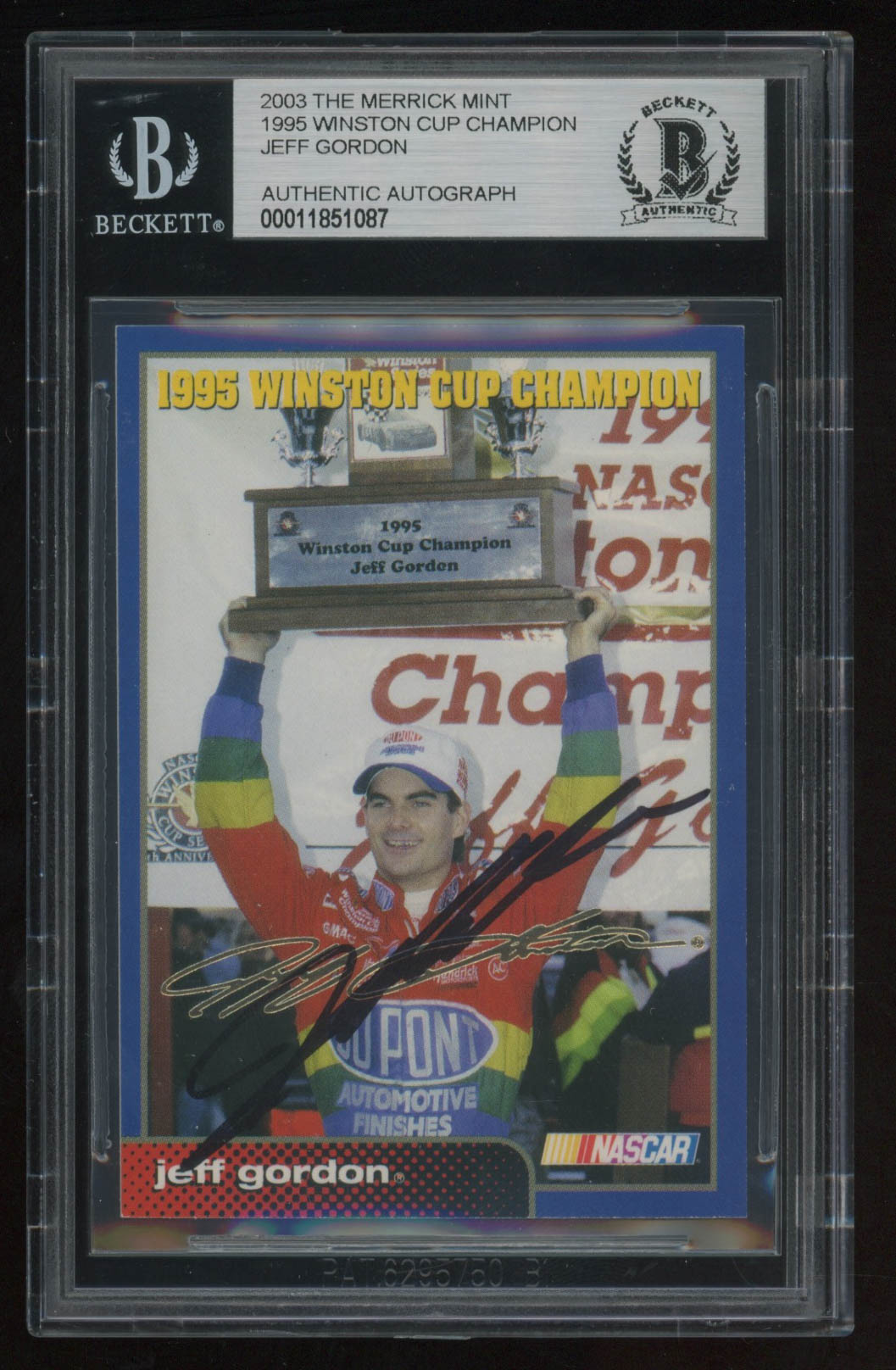 Jeff Gordon Signed 2003 The Merrick Mint / 1995 Winston Cup Champion (BGS Encapsulated) at PristineAuction.com Jeff Gordon Signed 2003 The Merrick Mint / 1995 Winston Cup Champion (BGS Encapsulated) at PristineAuction.com