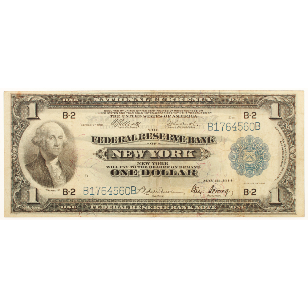 1918 1 One Dollar U.S. National Currency Large Bank Note The Federal