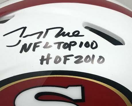 Jerry Rice Signed 49ers LE Full-Size Authentic On-Field Matte White Speed Helmet Inscribed "NFL Top 100" & "HOF 2010" (Fanatics) at PristineAuction.com Jerry Rice Signed 49ers LE Full-Size Authentic On-Field Matte White Speed Helmet Inscribed "NFL Top 100" & "HOF 2010" (Fanatics) at PristineAuction.com