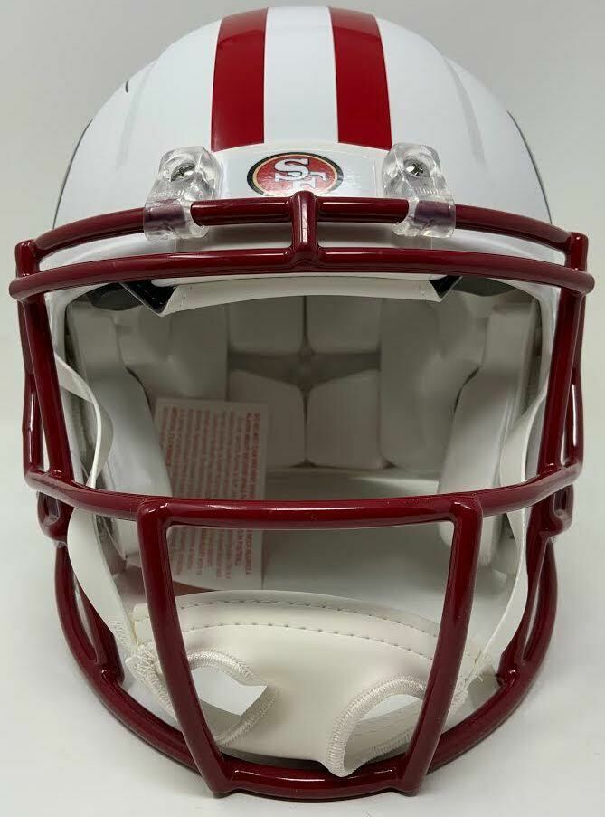 Jerry Rice Signed 49ers LE Full-Size Authentic On-Field Matte White Speed Helmet Inscribed "NFL Top 100" & "HOF 2010" (Fanatics) at PristineAuction.com Jerry Rice Signed 49ers LE Full-Size Authentic On-Field Matte White Speed Helmet Inscribed "NFL Top 100" & "HOF 2010" (Fanatics) at PristineAuction.com