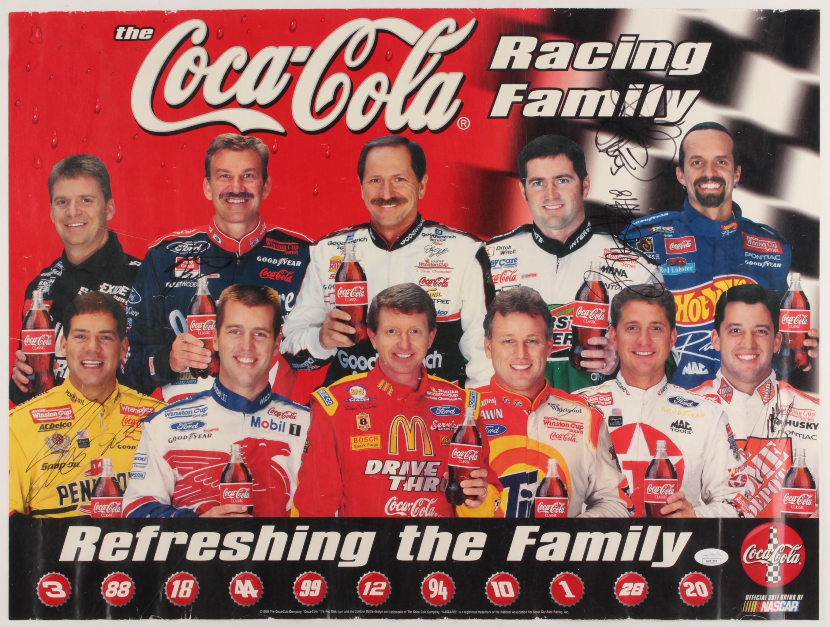 NASCAR "Coca Cola Racing Family" 16x21 Poster Signed by (5) with Tony Stewart, Richard Petty, Dale Jarrett, Bobby Labonte & Steve Park (JSA COA) at PristineAuction.com NASCAR "Coca Cola Racing Family" 16x21 Poster Signed by (5) with Tony Stewart, Richard Petty, Dale Jarrett, Bobby Labonte & Steve Park (JSA COA) at PristineAuction.com