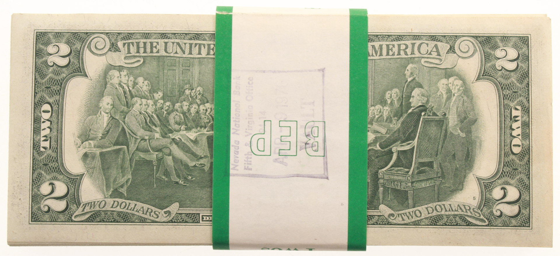 Lot of (100) 1976 $2 Two Dollars U.S. Federal Reserve Notes with ...