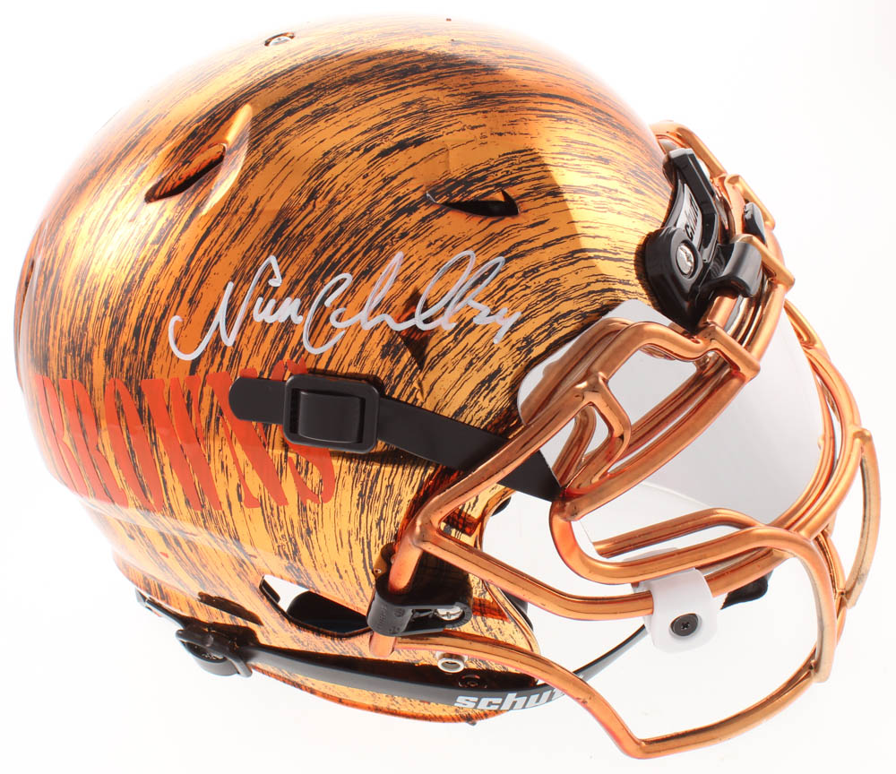 Nick Chubb Signed Browns Full-Size Authentic On-Field Hydro-Dipped Vengeance Helmet with Silver Visor (JSA COA) at PristineAuction.com Nick Chubb Signed Browns Full-Size Authentic On-Field Hydro-Dipped Vengeance Helmet with Silver Visor (JSA COA) at PristineAuction.com