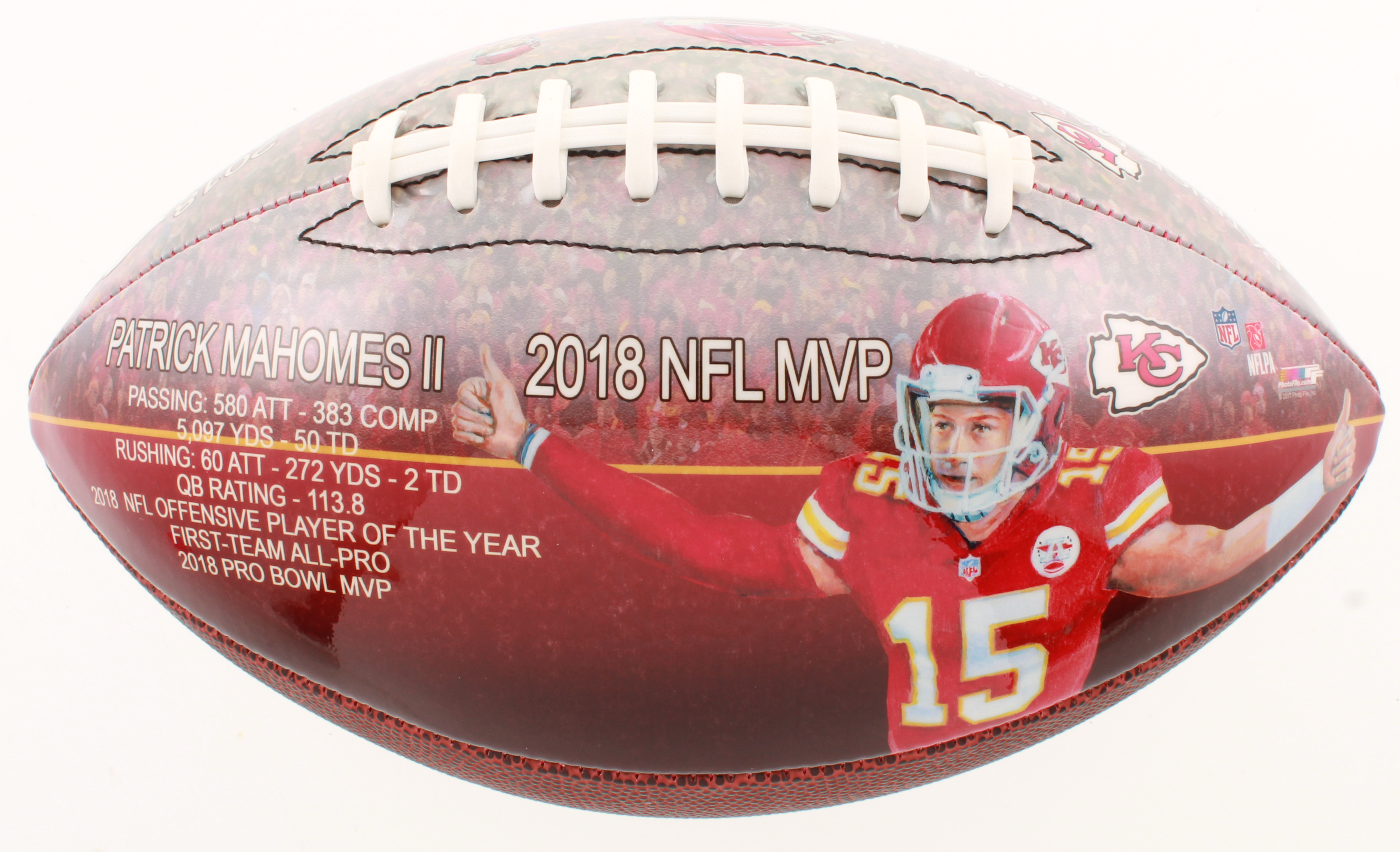 Patrick Mahomes Signed Chiefs 2018 MVP Art Football (Fanatics Hologram) at PristineAuction.com Patrick Mahomes Signed Chiefs 2018 MVP Art Football (Fanatics Hologram) at PristineAuction.com