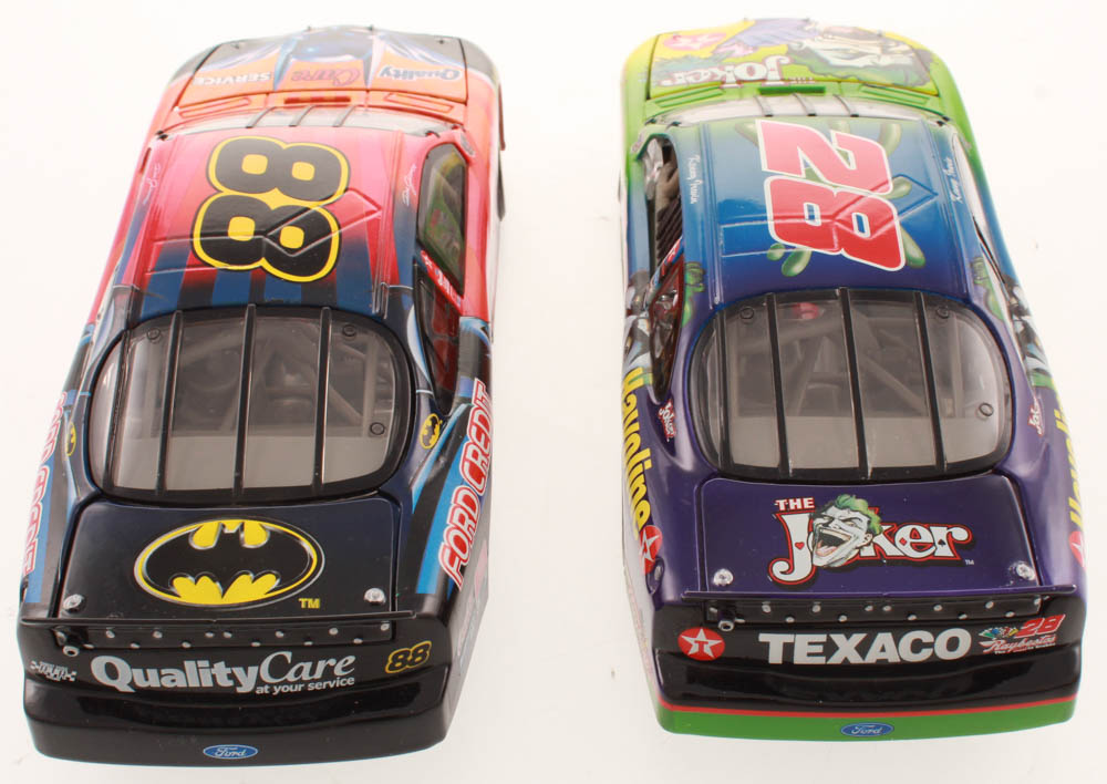 Lot of (2) 1:24 Scale Die Cast Cars with Dale Jarrett #88 Quality Care / Batman 1998 Ford Taurus & Kenny Irwin #28 Texaco / The Joker / Showdown at Charlotte 1998 Ford Taurus at PristineAuction.com Lot of (2) 1:24 Scale Die Cast Cars with Dale Jarrett #88 Quality Care / Batman 1998 Ford Taurus & Kenny Irwin #28 Texaco / The Joker / Showdown at Charlotte 1998 Ford Taurus at PristineAuction.com