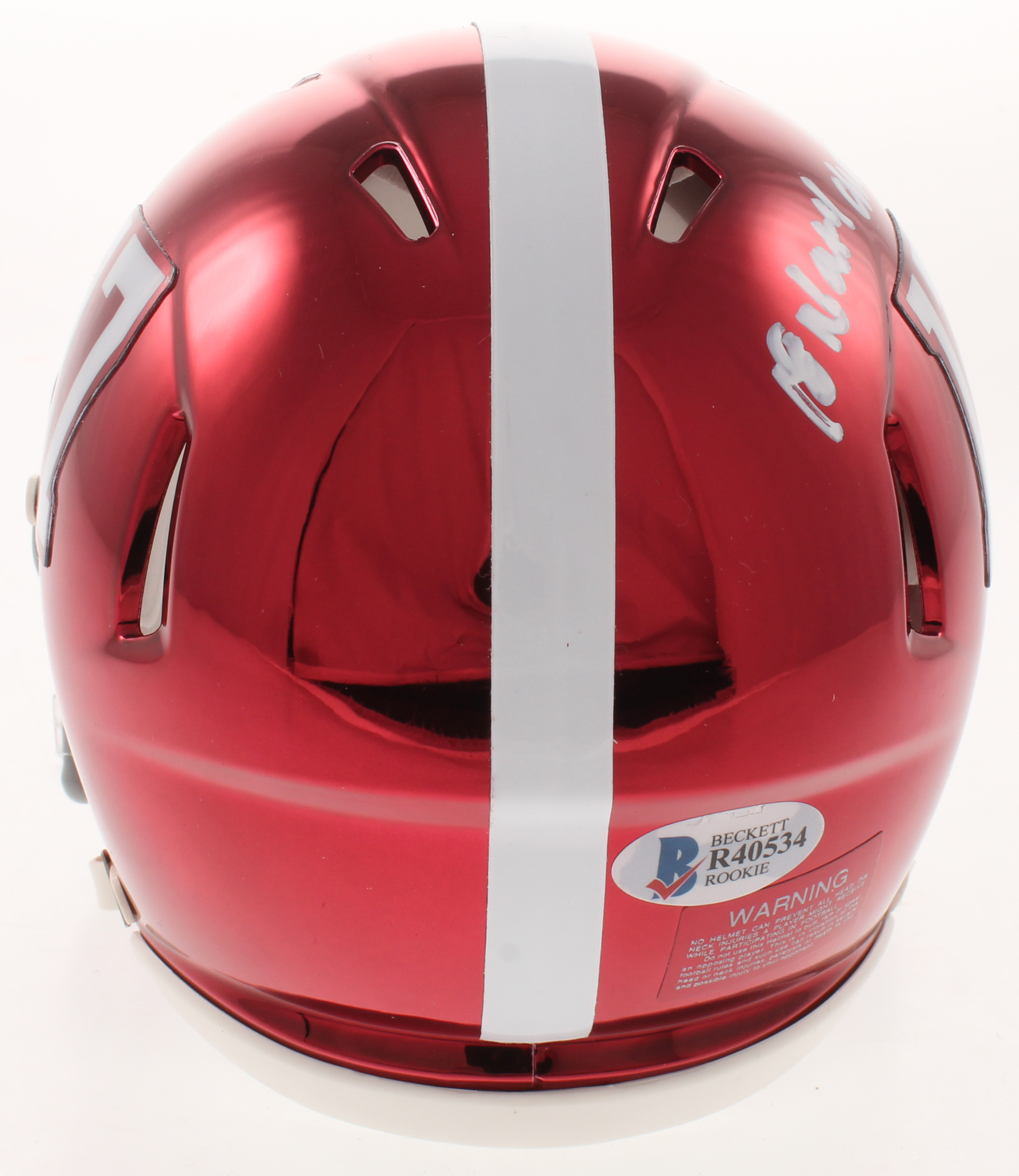 Tua Tagovailoa Signed Alabama Crimson Tide Chrome Speed Mini Helmet Inscribed "18 Nat'l Champs" (Beckett COA) at PristineAuction.com Tua Tagovailoa Signed Alabama Crimson Tide Chrome Speed Mini Helmet Inscribed "18 Nat'l Champs" (Beckett COA) at PristineAuction.com