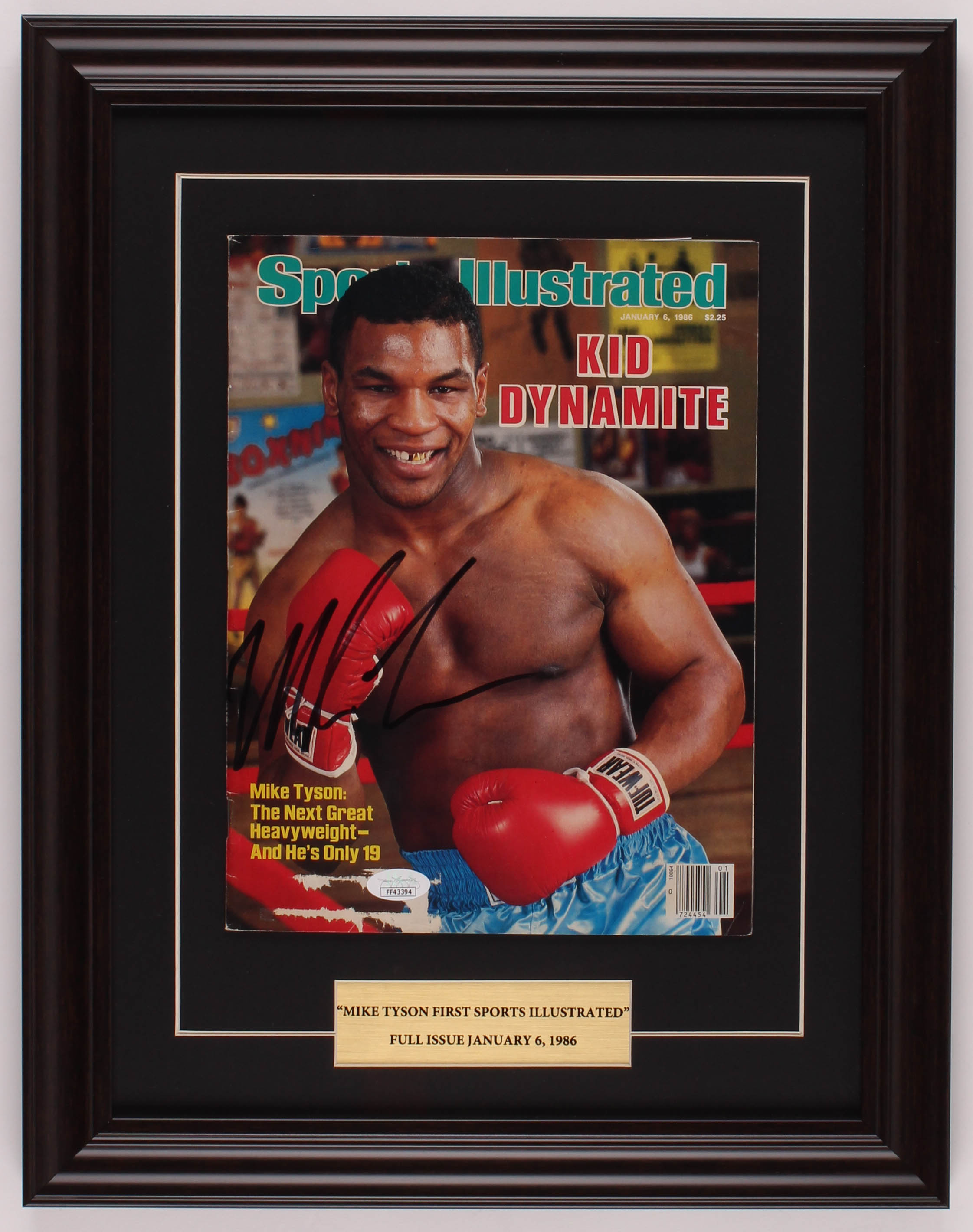 Mike Tyson Signed 14.5x18.5 Custom Framed First Sports Illustrated Magazine Cover Display (JSA COA) at PristineAuction.com Mike Tyson Signed 14.5x18.5 Custom Framed First Sports Illustrated Magazine Cover Display (JSA COA) at PristineAuction.com