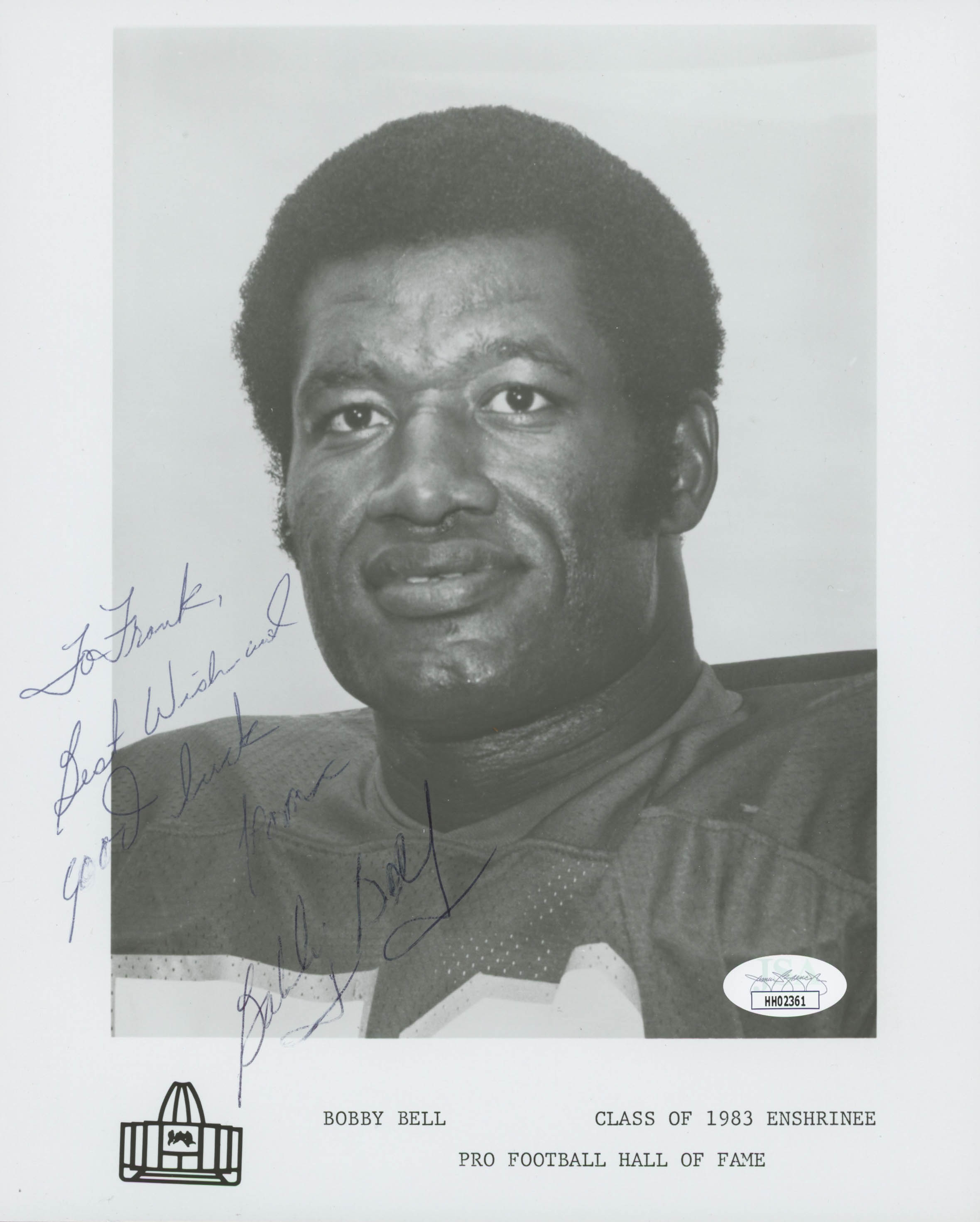 Bobby Bell Signed Chiefs 8x10 Photo Inscribed "Best Wishes & Good Luck from" (JSA COA) at PristineAuction.com Bobby Bell Signed Chiefs 8x10 Photo Inscribed "Best Wishes & Good Luck from" (JSA COA) at PristineAuction.com