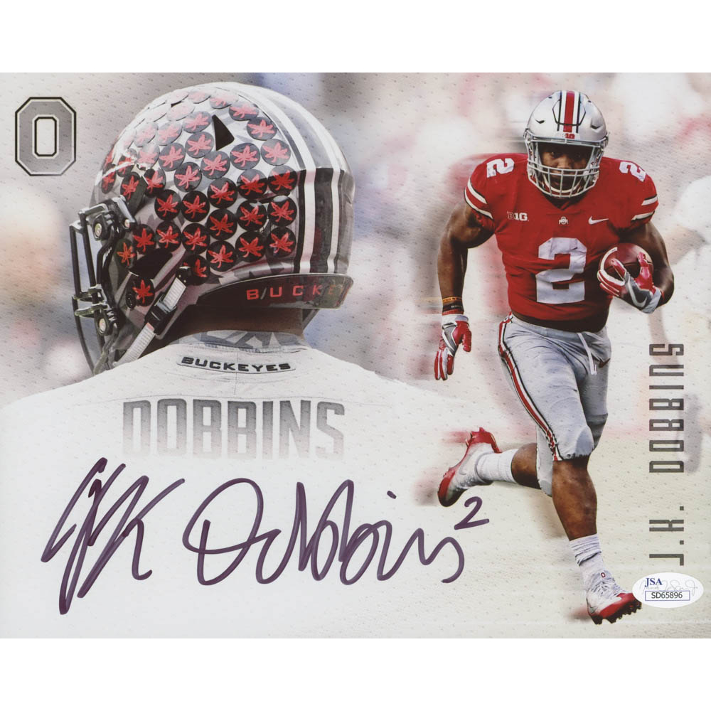 J.K. Dobbins Signed Ohio State Buckeyes 8x10 Photo (JSA COA) Pristine