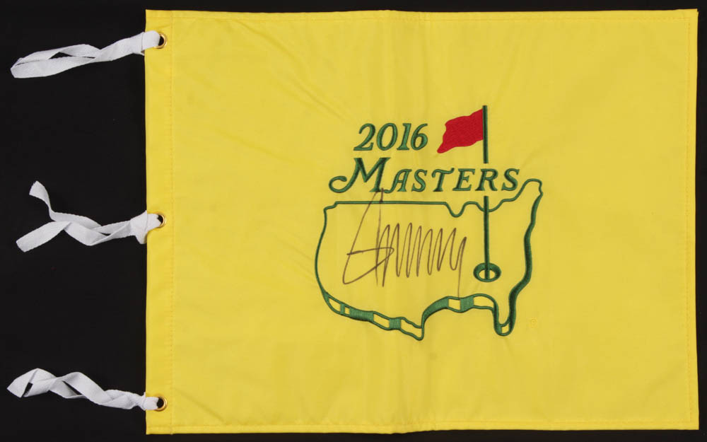 Donald Trump Signed 2016 The Masters Tournament Golf Pin Flag (PSA LOA) at PristineAuction.com Donald Trump Signed 2016 The Masters Tournament Golf Pin Flag (PSA LOA) at PristineAuction.com