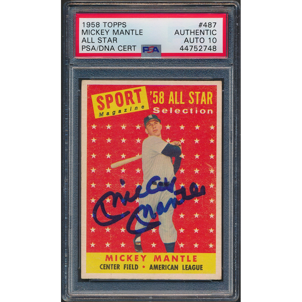 Mickey Mantle Signed 1958 Topps 487 AS TP PSA Encapsulated Mickey Mantle Signed 1958 Topps 487 AS TP PSA Encapsulated
