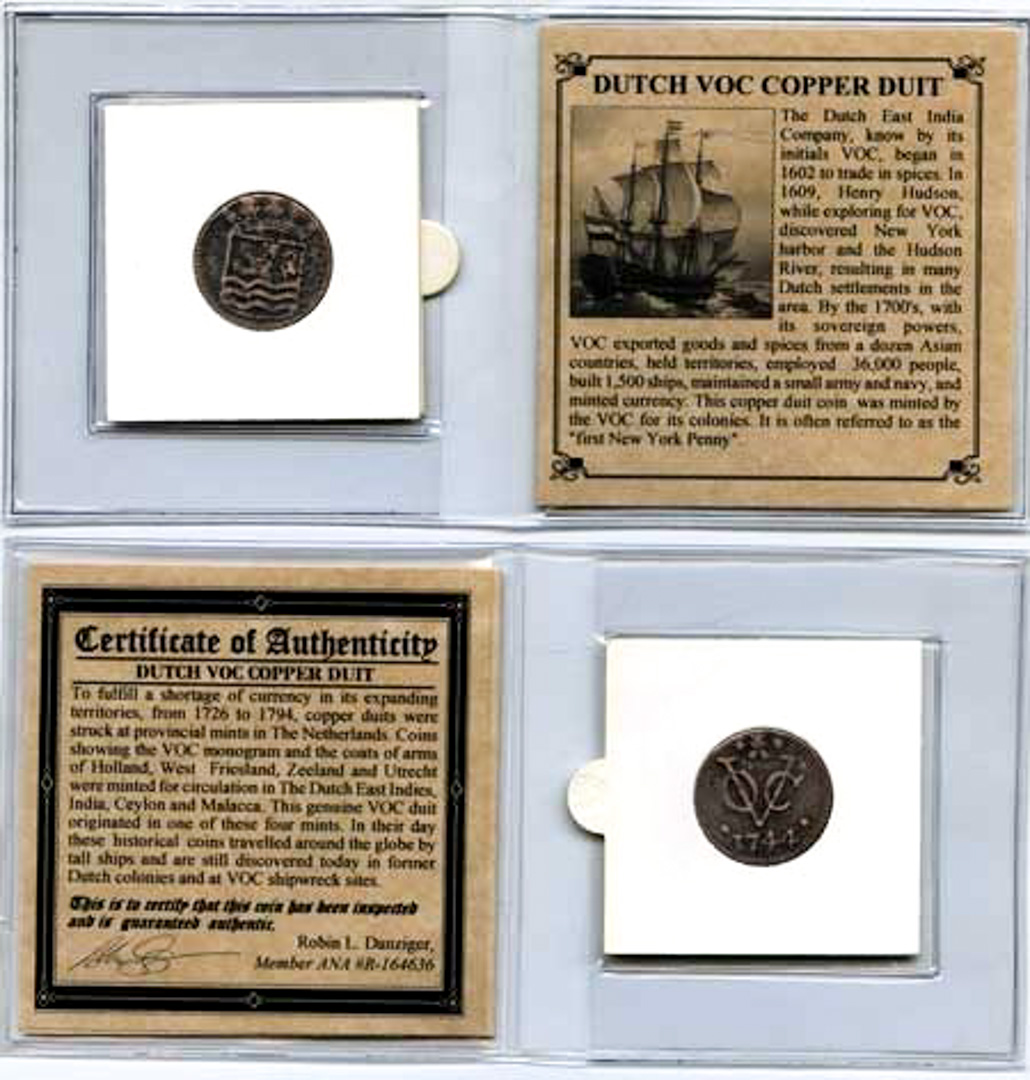 1726-1794 Dutch VOC Copper Duit Colonial Coin at PristineAuction.com 1726-1794 Dutch VOC Copper Duit Colonial Coin at PristineAuction.com