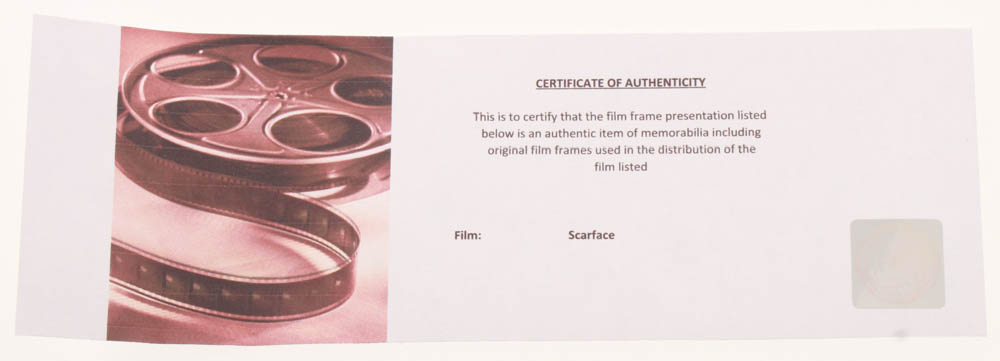 "Scarface" LE 8x10 Custom Matted Original Film / Movie Cell Display at PristineAuction.com "Scarface" LE 8x10 Custom Matted Original Film / Movie Cell Display at PristineAuction.com