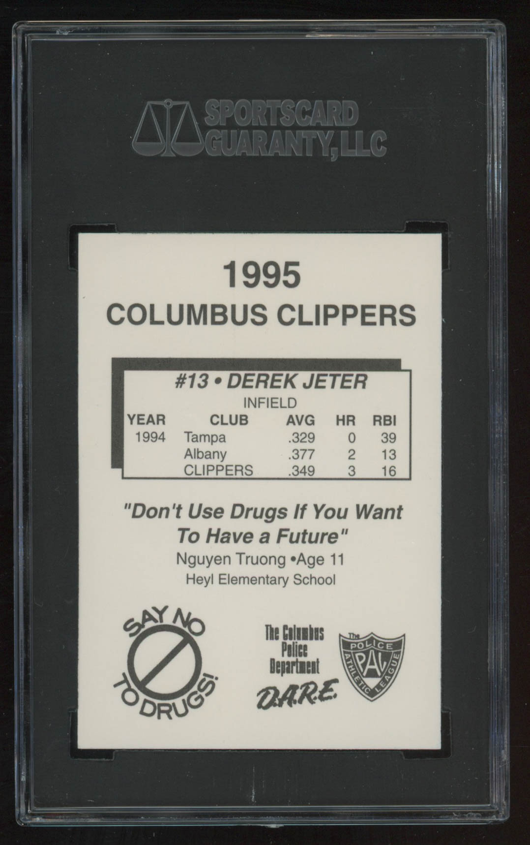 Derek Jeter 1995 Columbus Clippers Police #14 (SGC 8.5) at PristineAuction.com Derek Jeter 1995 Columbus Clippers Police #14 (SGC 8.5) at PristineAuction.com