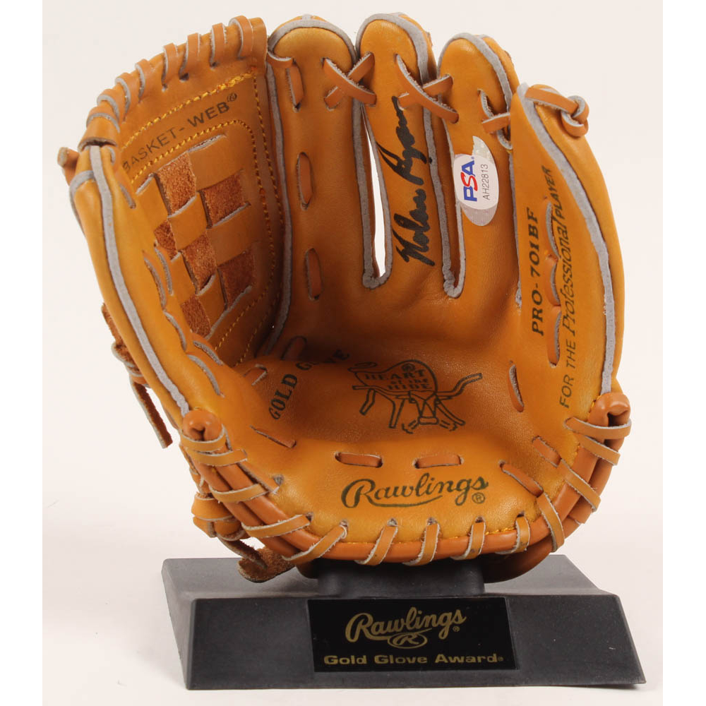 Nolan Ryan Signed Rawlings Mini Baseball Glove with Display Stand (PSA