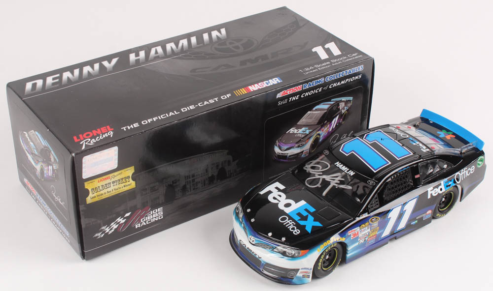 Denny Hamlin Signed 2014 NASCAR #11 FedEx Office - 1:24 Premium Action Diecast Car (PA COA) at PristineAuction.com Denny Hamlin Signed 2014 NASCAR #11 FedEx Office - 1:24 Premium Action Diecast Car (PA COA) at PristineAuction.com
