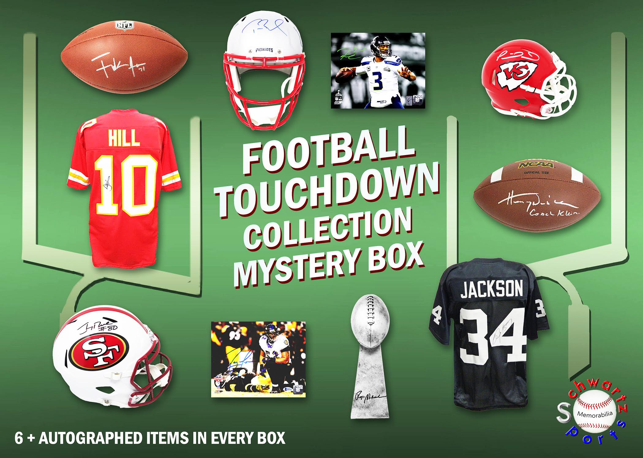 Schwartz Sports Football TOUCHDOWN Mystery Box - Series 4 (Limited to 75) (6+ Autograph Items per Box) at PristineAuction.com Schwartz Sports Football TOUCHDOWN Mystery Box - Series 4 (Limited to 75) (6+ Autograph Items per Box) at PristineAuction.com