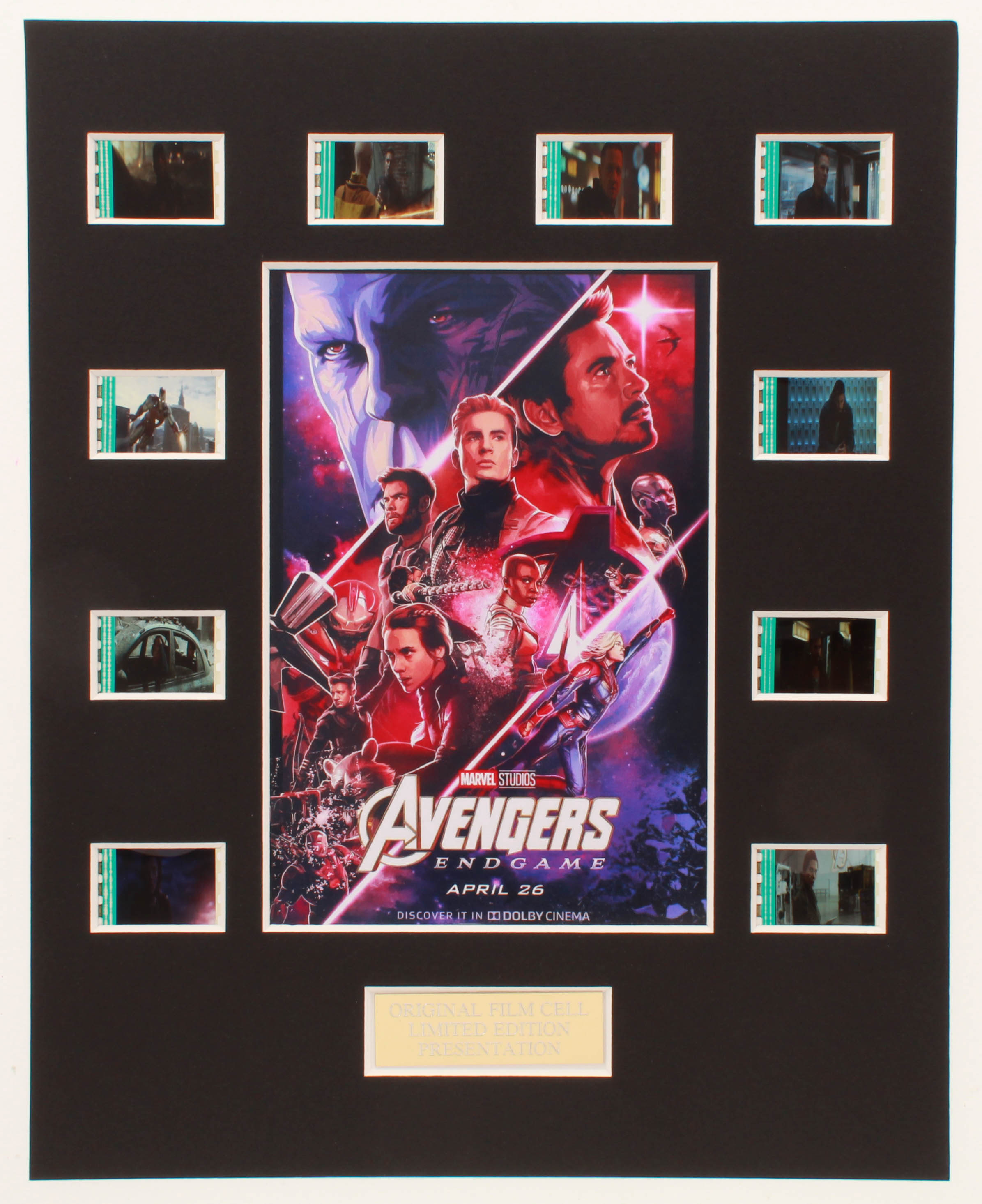 "Avengers: Endgame" LE 8x10 Custom Matted Original Film / Movie Cell Display at PristineAuction.com "Avengers: Endgame" LE 8x10 Custom Matted Original Film / Movie Cell Display at PristineAuction.com