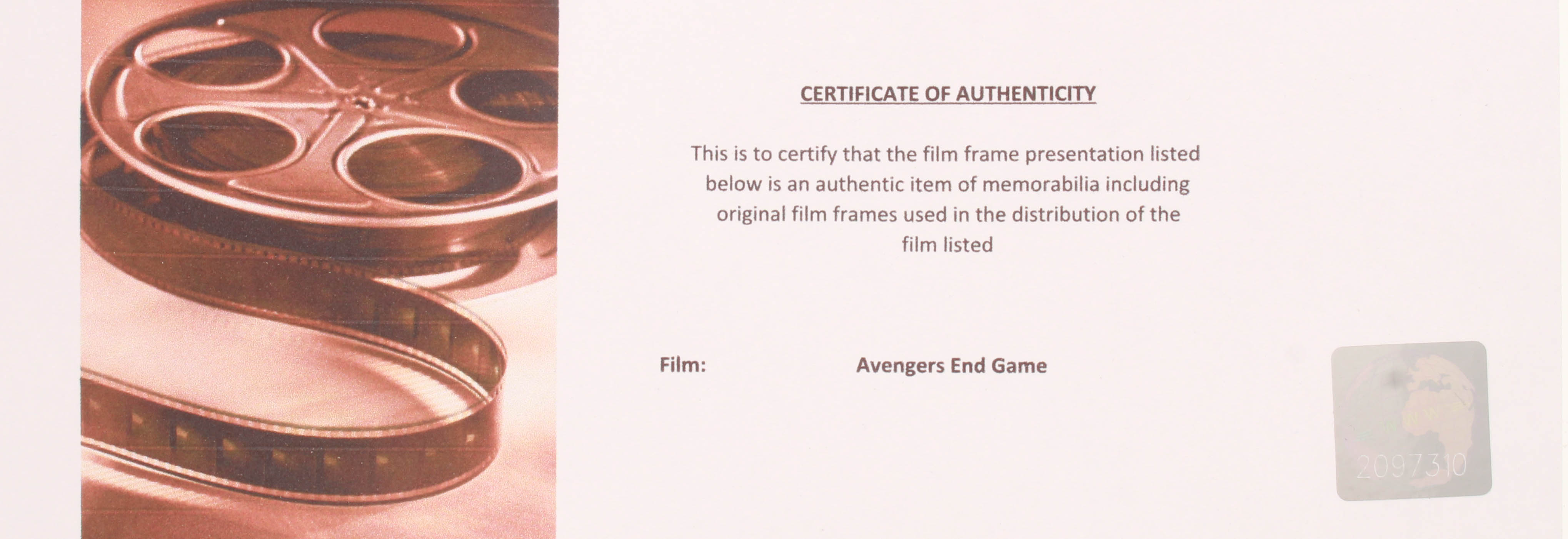 "Avengers: Endgame" LE 8x10 Custom Matted Original Film / Movie Cell Display at PristineAuction.com "Avengers: Endgame" LE 8x10 Custom Matted Original Film / Movie Cell Display at PristineAuction.com