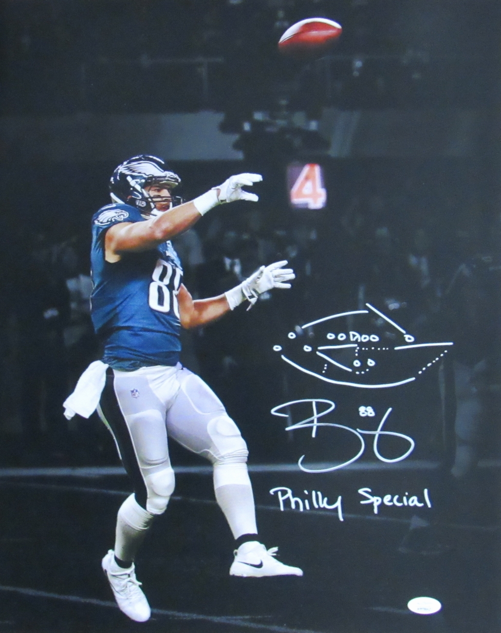 Trey Burton Signed Eagles 16x20 Photo Inscribed "Philly Special" With Hand-Drawn Play (JSA COA) at PristineAuction.com Trey Burton Signed Eagles 16x20 Photo Inscribed "Philly Special" With Hand-Drawn Play (JSA COA) at PristineAuction.com