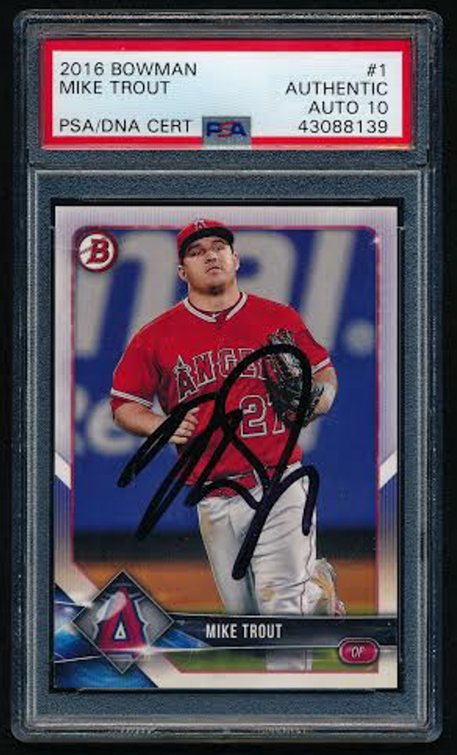 Mike Trout Signed 2016 Bowman #1 Card (PSA 10 Auto) at PristineAuction.com Mike Trout Signed 2016 Bowman #1 Card (PSA 10 Auto) at PristineAuction.com