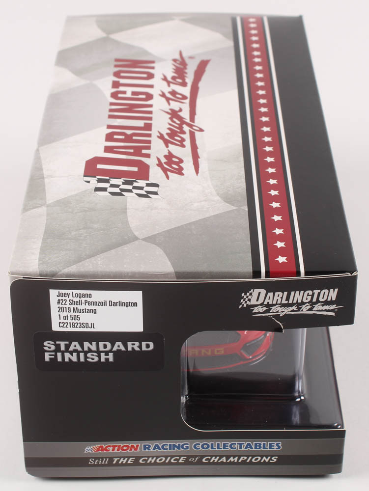 Joey Logano Signed 2019 NASCAR #22 Shell-Pennzoil - Darlington - 1:24 Premium Action Diecast Car (PA COA) at PristineAuction.com Joey Logano Signed 2019 NASCAR #22 Shell-Pennzoil - Darlington - 1:24 Premium Action Diecast Car (PA COA) at PristineAuction.com