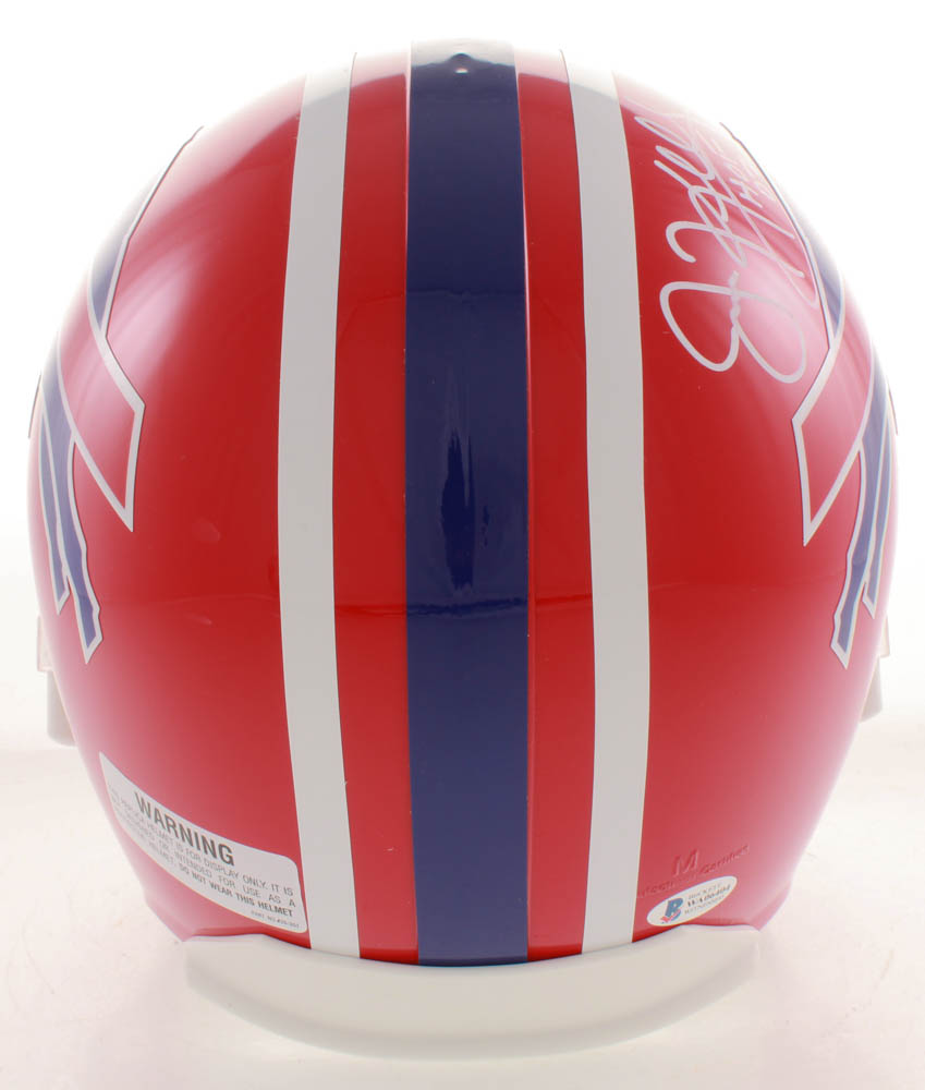 Jim Kelly, Thurman Thomas & Andre Reed Signed Bills Full-Size Throwback Helmet with (3) HOF Inscriptions (Beckett COA) at PristineAuction.com Jim Kelly, Thurman Thomas & Andre Reed Signed Bills Full-Size Throwback Helmet with (3) HOF Inscriptions (Beckett COA) at PristineAuction.com