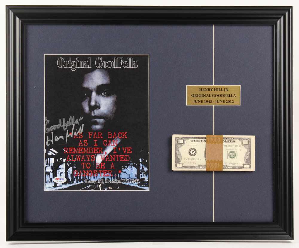 Henry Hill Signed "The Goodfellas" 17.5x21.5 Custom Framed Photo Display with Movie Prop Money (PSA COA) at PristineAuction.com Henry Hill Signed "The Goodfellas" 17.5x21.5 Custom Framed Photo Display with Movie Prop Money (PSA COA) at PristineAuction.com