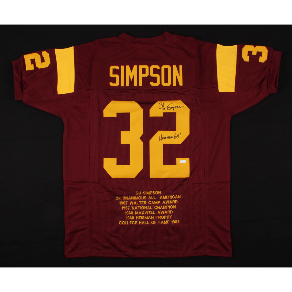 O J Simpson Signed Career Highlight Stat Jersey Inscribed Heisman 68 Jsa Coa Pristine Auction O J Simpson Signed Career Highlight Stat Jersey Inscribed Heisman 68 Jsa Coa Pristine Auction