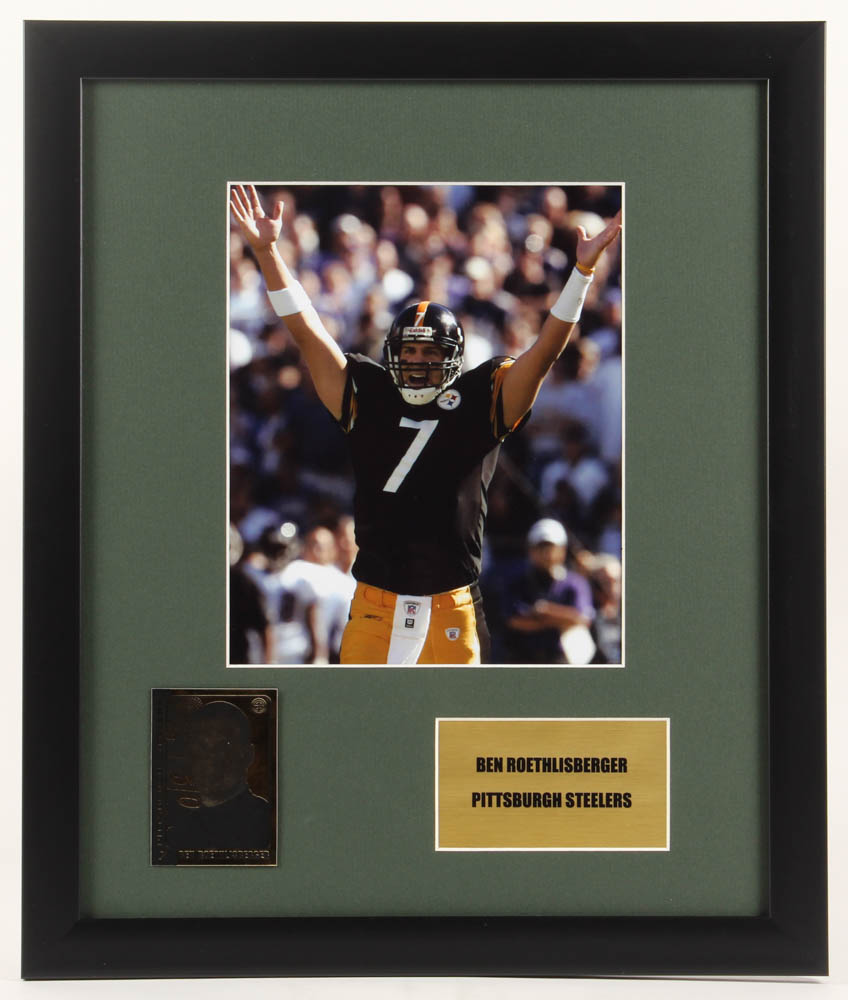 Ben Roethlisberger Steelers 16x19 Custom Framed Photo Display With Card at PristineAuction.com Ben Roethlisberger Steelers 16x19 Custom Framed Photo Display With Card at PristineAuction.com