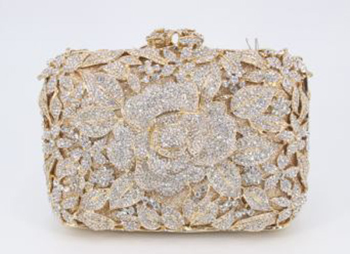 Swarovski Crystal Element Gold Lined Handbag at PristineAuction.com Swarovski Crystal Element Gold Lined Handbag at PristineAuction.com
