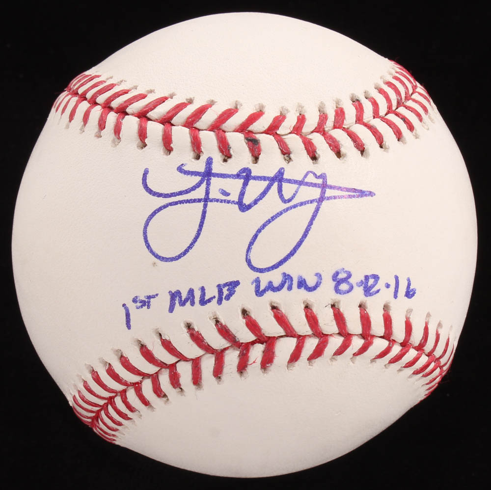 Joe Musgrove Signed OML Baseball Inscribed "1st MLB Win 8-12-16" (JSA COA) at PristineAuction.com Joe Musgrove Signed OML Baseball Inscribed "1st MLB Win 8-12-16" (JSA COA) at PristineAuction.com