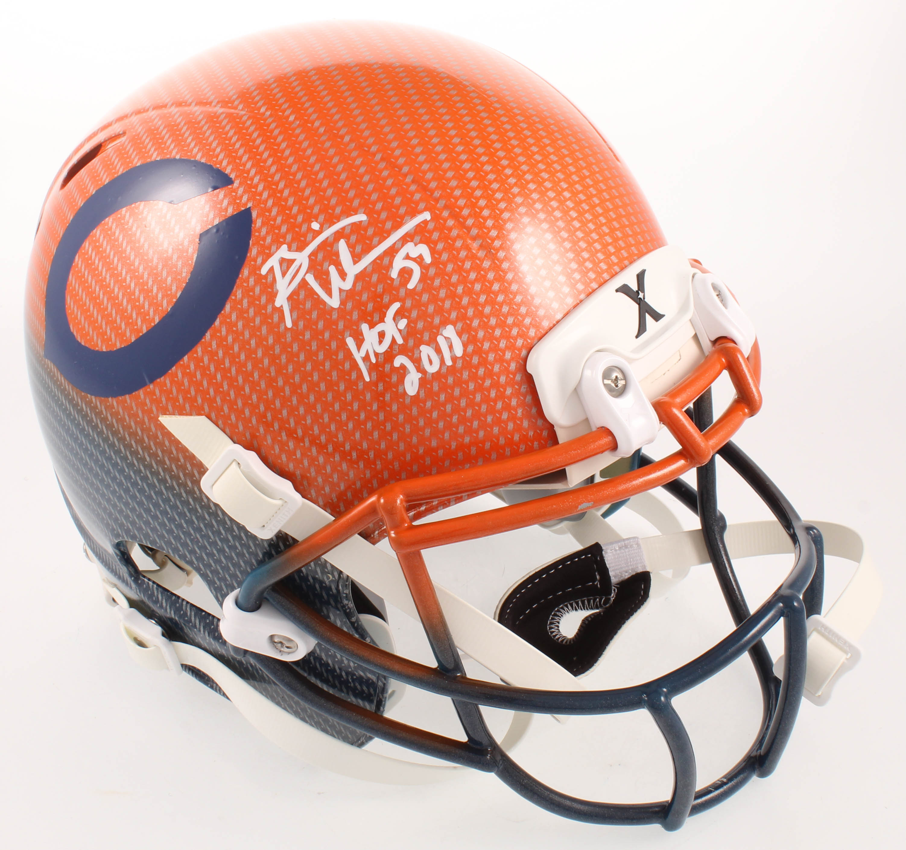 Brian Urlacher Signed Bears Full-Size Authentic On-Field Hydro-Dipped Helmet Inscribed "HOF 2018" (Beckett COA) at PristineAuction.com Brian Urlacher Signed Bears Full-Size Authentic On-Field Hydro-Dipped Helmet Inscribed "HOF 2018" (Beckett COA) at PristineAuction.com