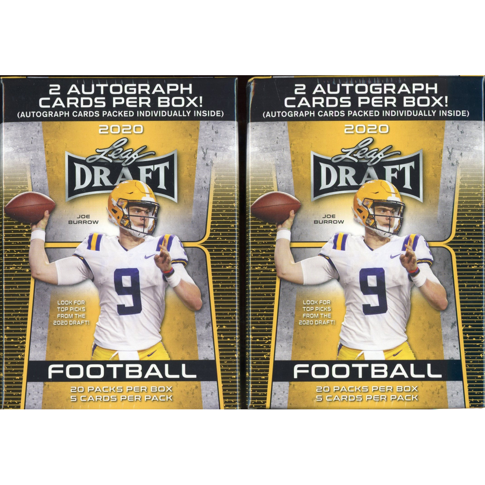 Lot of (2) 2020 Leaf Draft Football Blaster Boxes Pristine Auction