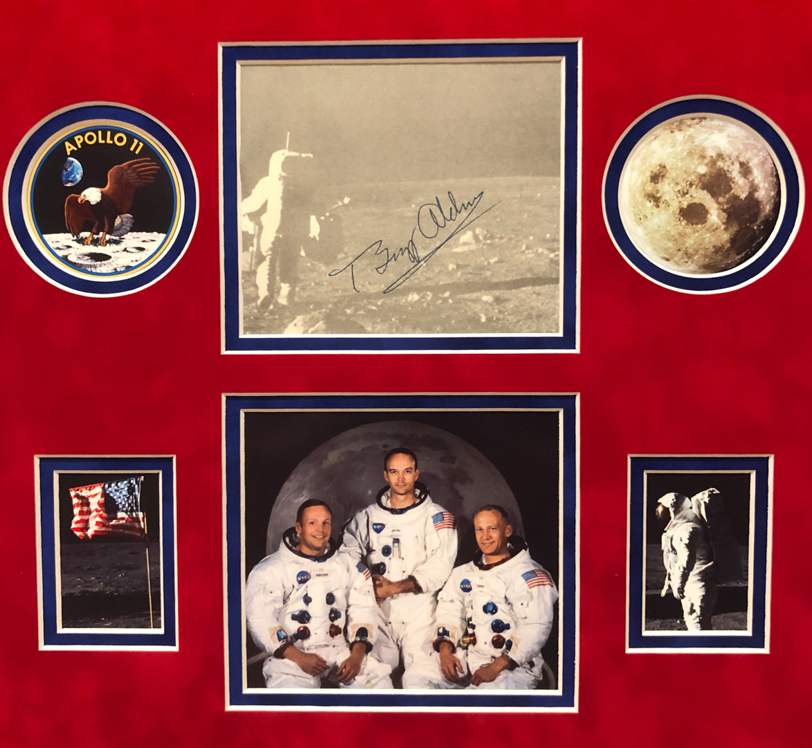 Michael Collins, Buzz Aldrin & Neil Armstrong Signed "Apollo 11" 20.5x39 Custom Framed Photo Display (JSA LOA) at PristineAuction.com Michael Collins, Buzz Aldrin & Neil Armstrong Signed "Apollo 11" 20.5x39 Custom Framed Photo Display (JSA LOA) at PristineAuction.com