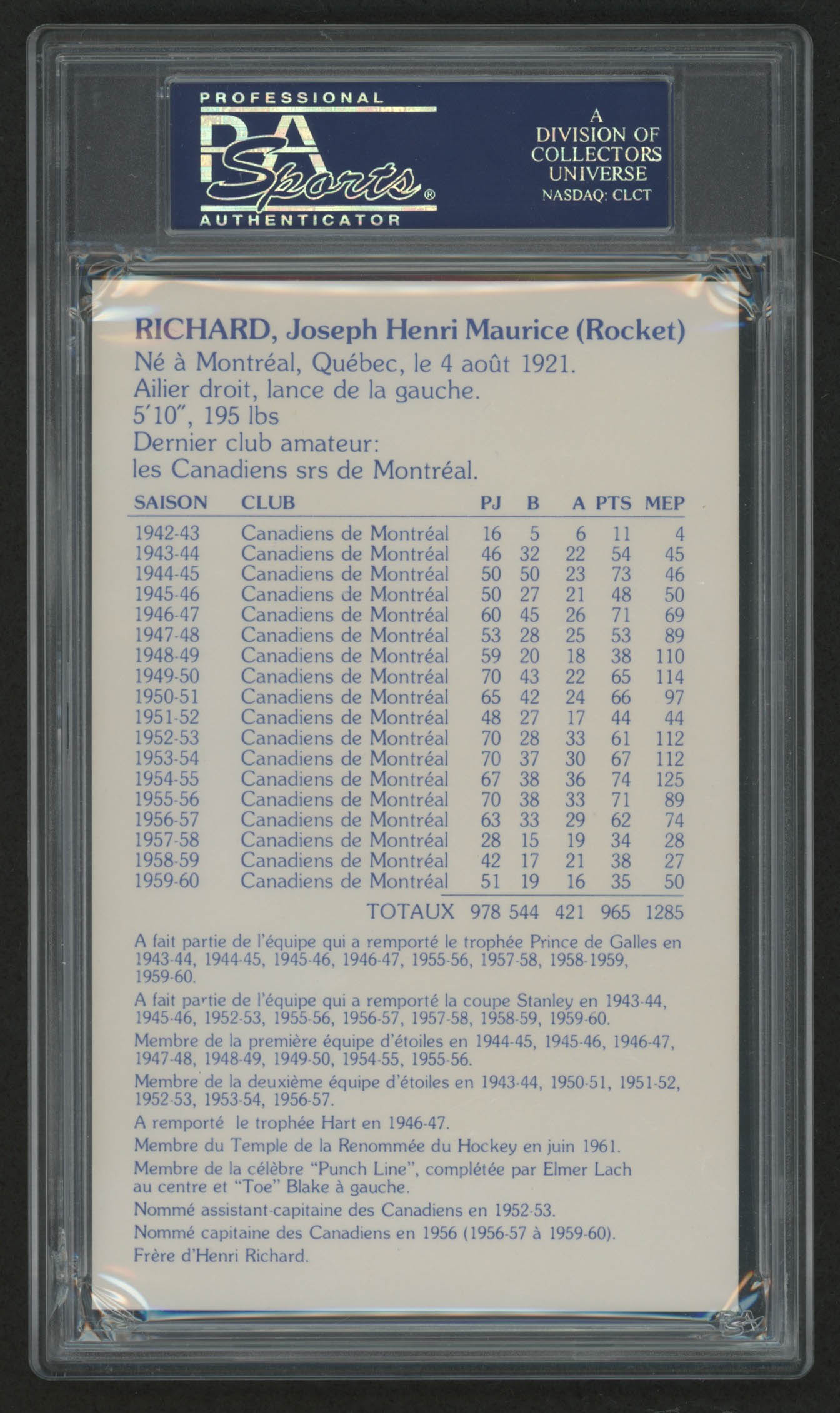 Maurice Richard Signed Canadiens Photo State Card (PSA Encapsulated) at PristineAuction.com Maurice Richard Signed Canadiens Photo State Card (PSA Encapsulated) at PristineAuction.com