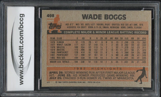 Wade Boggs 1983 Topps #498 RC (BCCG 10) at PristineAuction.com Wade Boggs 1983 Topps #498 RC (BCCG 10) at PristineAuction.com