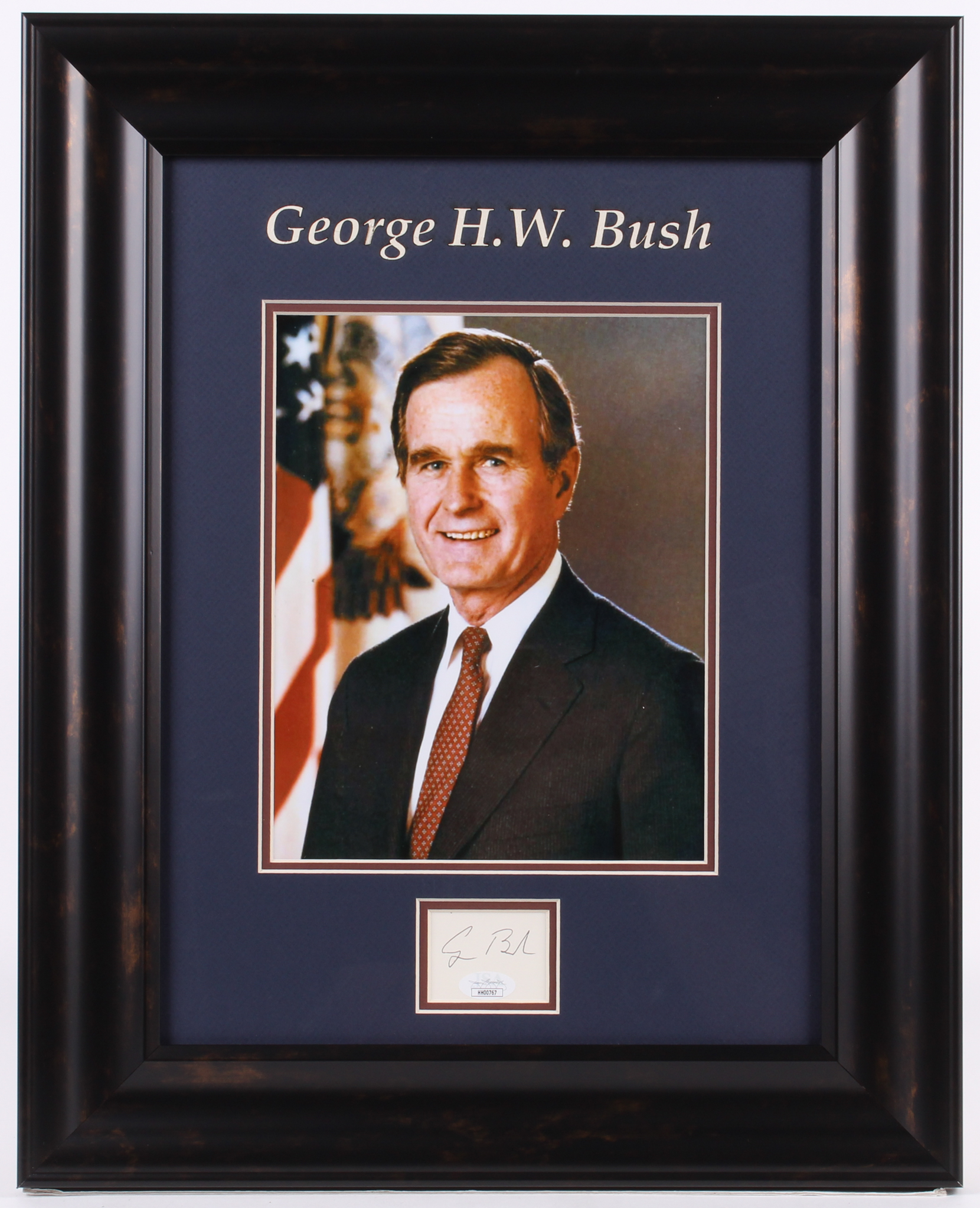 George H. W. Bush Signed 16.5x20.5 Custom Framed Cut Display (JSA COA) at PristineAuction.com George H. W. Bush Signed 16.5x20.5 Custom Framed Cut Display (JSA COA) at PristineAuction.com