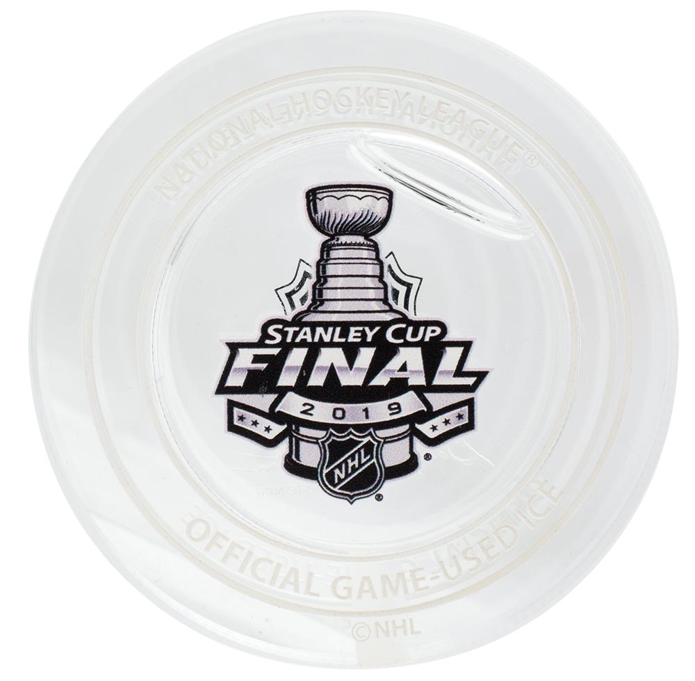 St. Louis Blues 2019 Stanley Cup Champions Crystal Puck with Authentic Game-Used Ice (Fanatics Hologram) at PristineAuction.com St. Louis Blues 2019 Stanley Cup Champions Crystal Puck with Authentic Game-Used Ice (Fanatics Hologram) at PristineAuction.com